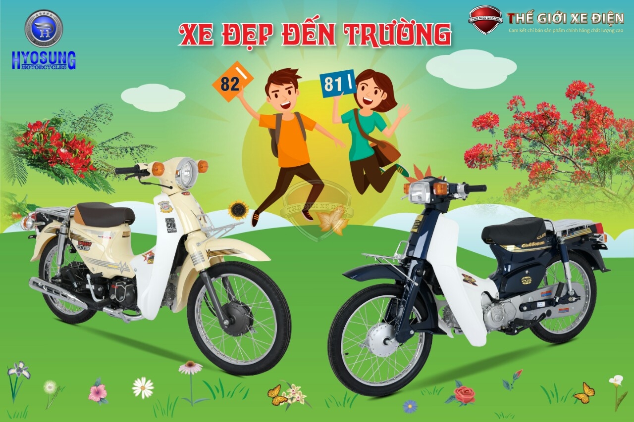 xe cub 50cc dành cho học sinh đến trường