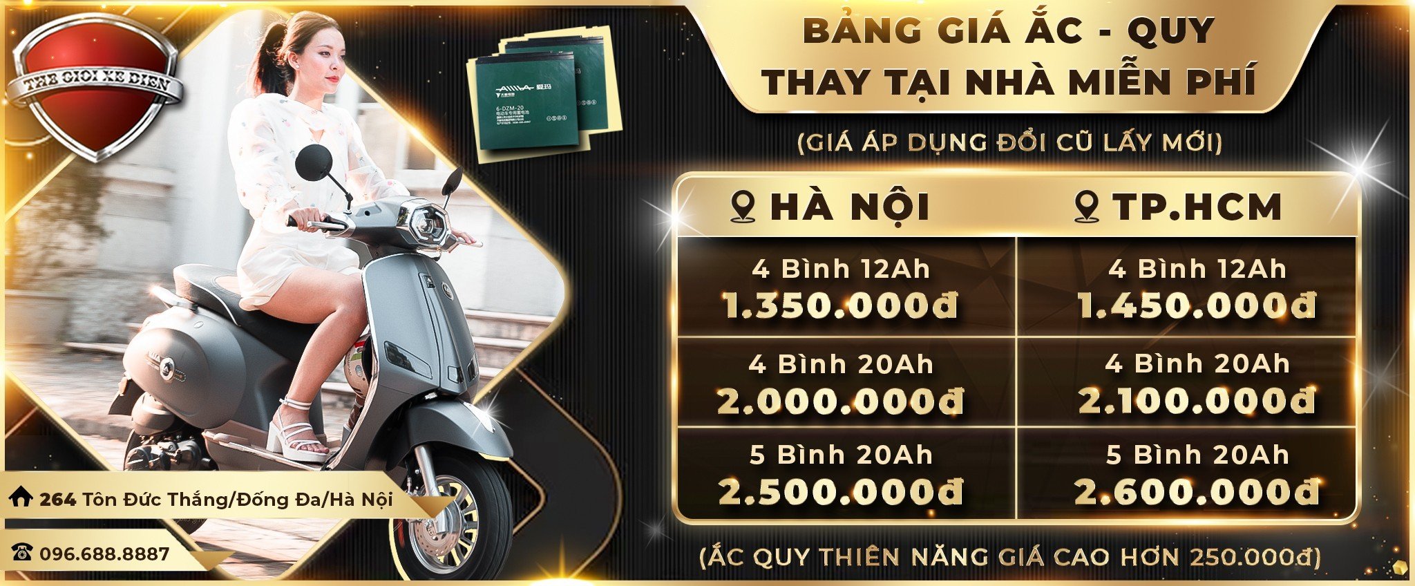 bảng giá thay acquy xe điện tại thế giới xe điện
