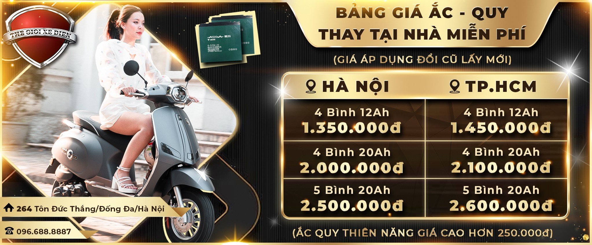 bảng giá thay acquy xe điện tại thế giới xe điện