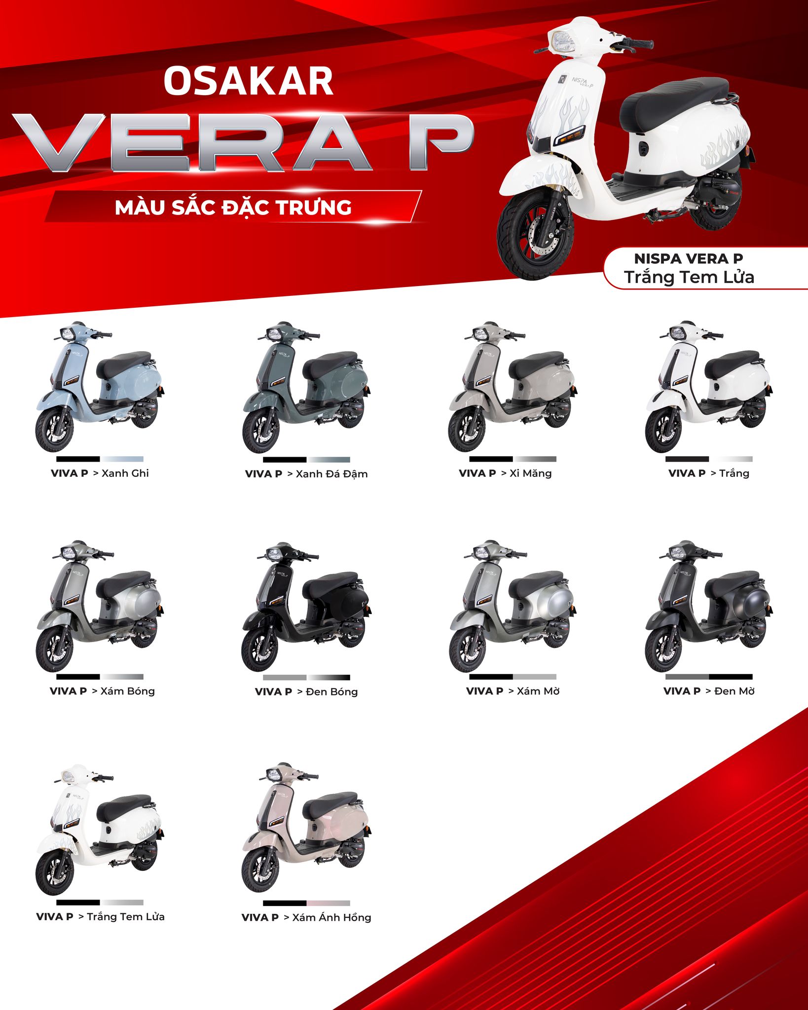 bảng màu mới của xe máy 50cc năm 2025