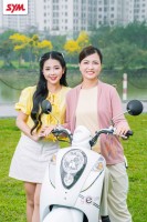 Xe Ga 50cc Elite SYM Đen Mờ/Đỏ Mận