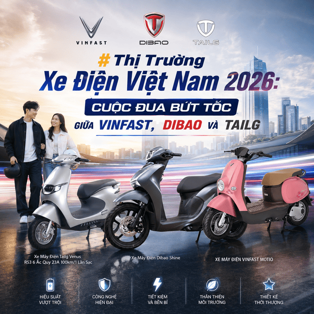 Thị Trường Xe Điện Việt Nam 2026: Cuộc Đua Bứt Tốc Giữa VinFast, Dibao Và Tailg