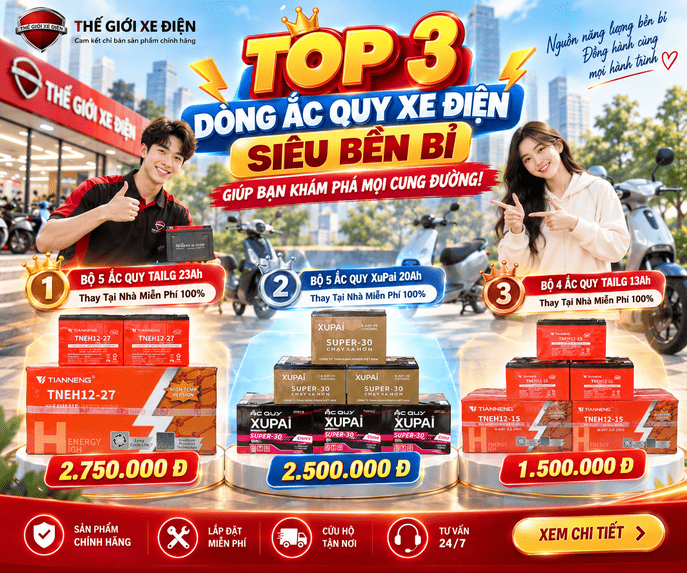Top 3 Dòng Ắc Quy Xe Điện Siêu Bền Bỉ Giúp Bạn Khám Phá Mọi Cung Đường!