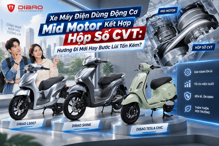 Xe Máy Điện Dùng Động Cơ Mid Motor Kết Hợp Hộp Số CVT: Hướng Đi Mới Hay Bước Lùi Tốn Kém?