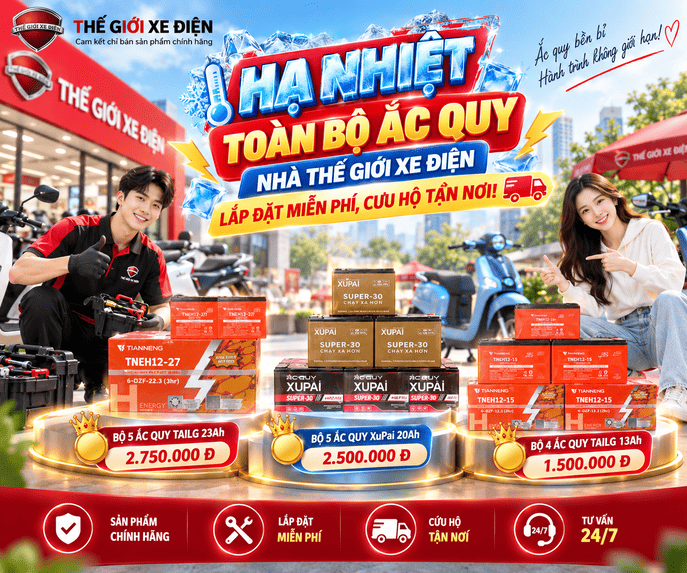 Hạ Nhiệt Toàn Bộ Ắc Quy Nhà Thế Giới Xe Điện – Lắp Đặt Miễn Phí, Cứu Hộ Tận Nơi!