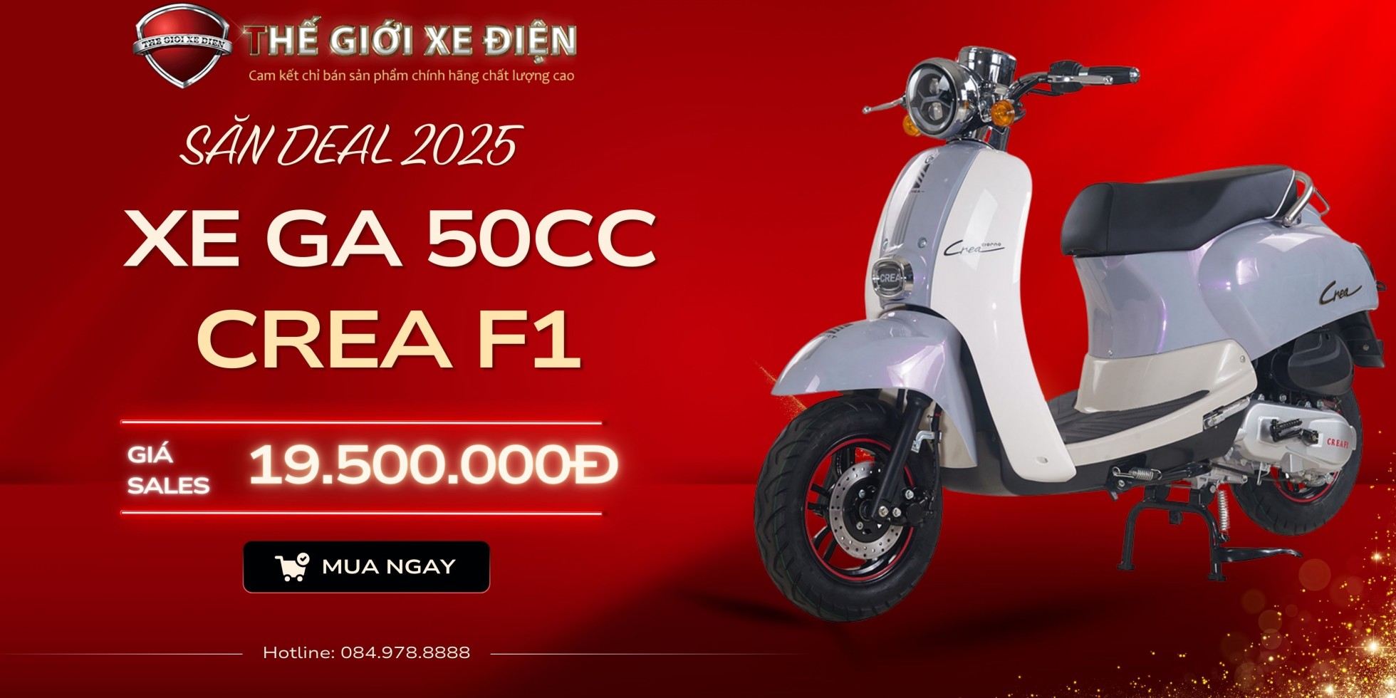 Đánh giá Xe ga 50cc Crea F1- Chân ái đẹp xinh, nhẹ nhàng, miễn bằng lái 