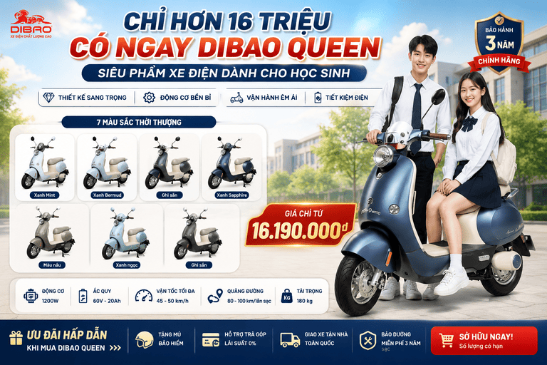 Chỉ Hơn 16 Triệu Có Ngay Dibao Queen – Siêu Phẩm Xe Điện Dành Cho Học Sinh