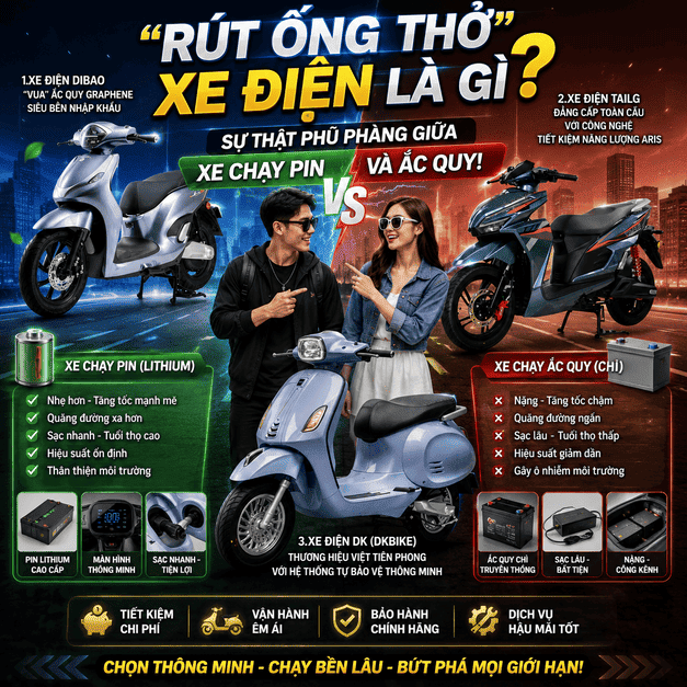 Rút Ống Thở Xe Điện Là Gì? Sự Thật Phũ Phàng Giữa Xe Chạy Pin Và Ắc Quy!
