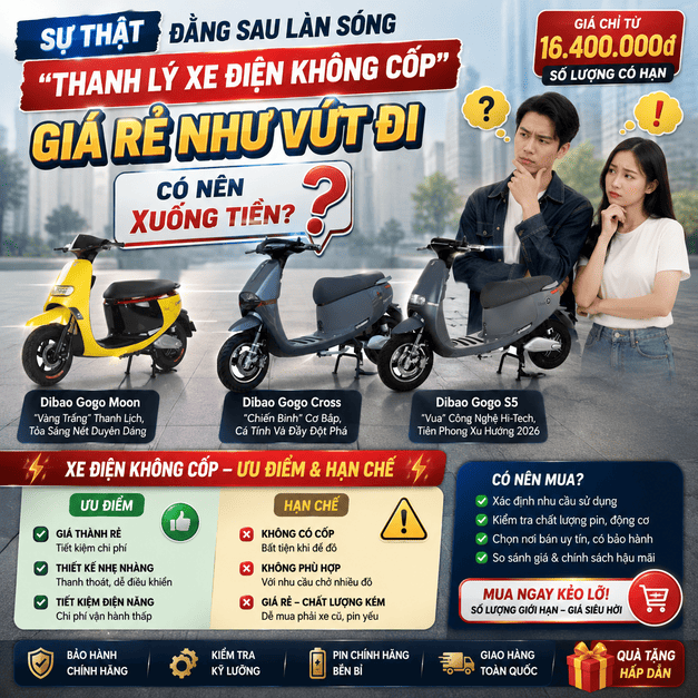 Sự Thật Đằng Sau Làn Sóng: Thanh Lý Xe Điện Không Cốp Giá Rẻ Như Vứt Đi: Có Nên Xuống Tiền?