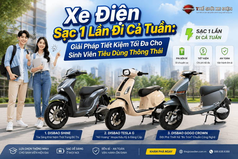 Xe Điện Sạc 1 Lần Đi Cả Tuần: Giải Pháp Tiết Kiệm Tối Đa Cho Sinh Viên Tiêu Dùng Thông Thái
