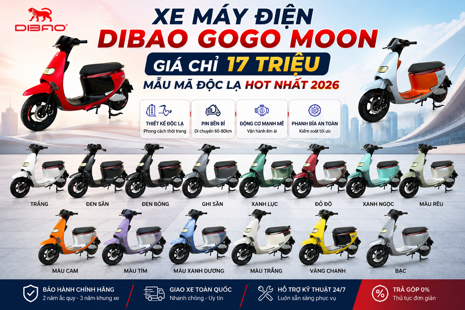 XE MÁY ĐIỆN DIBAO GOGO MOON GIÁ CHỈ 17 TRIỆU, MẪU MÃ ĐỘC LẠ HOT NHẤT 2026