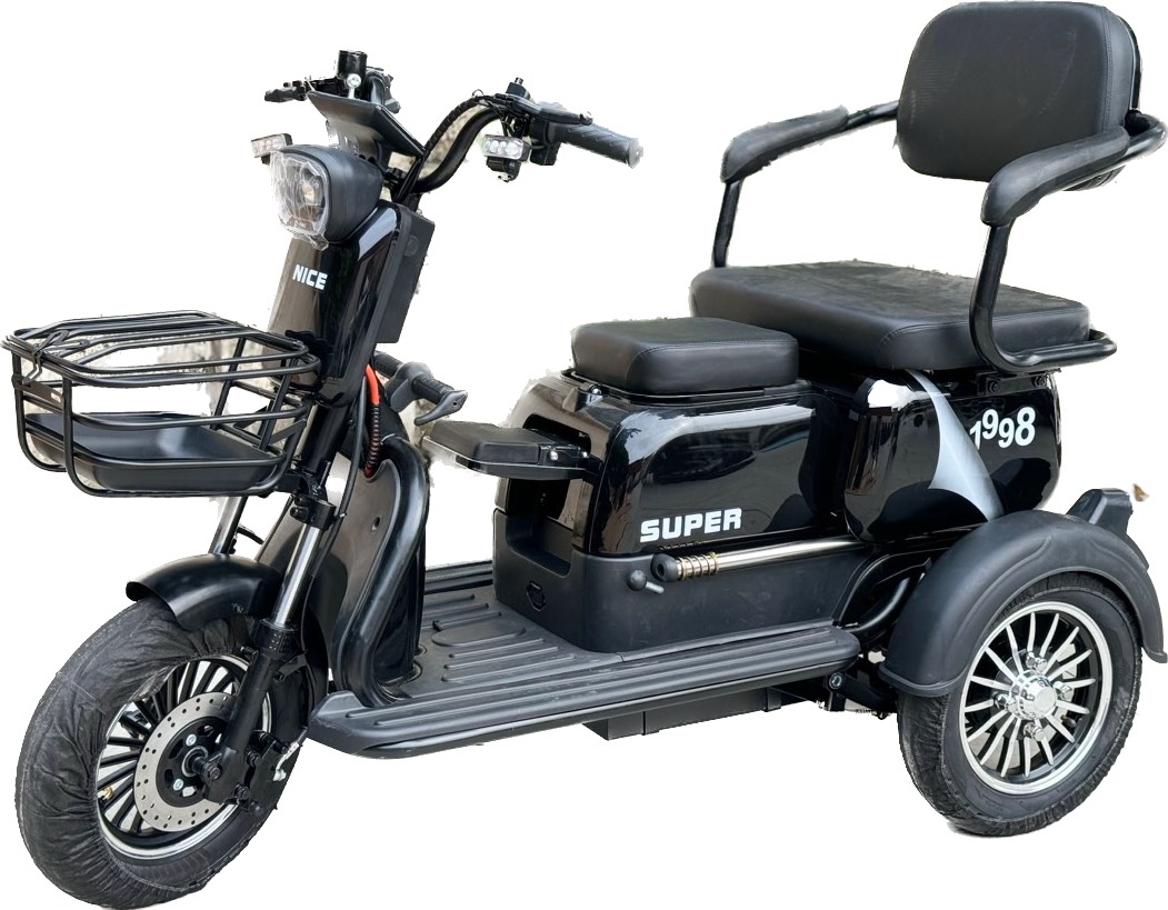 Xe điện 3 bánh 3 yên Super vành 10 inch có thẻ từ hiện đại 2024