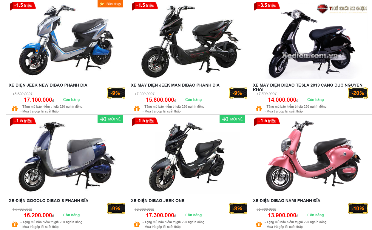 Bảng giá xe máy điện Dibao trong tháng 2/2020