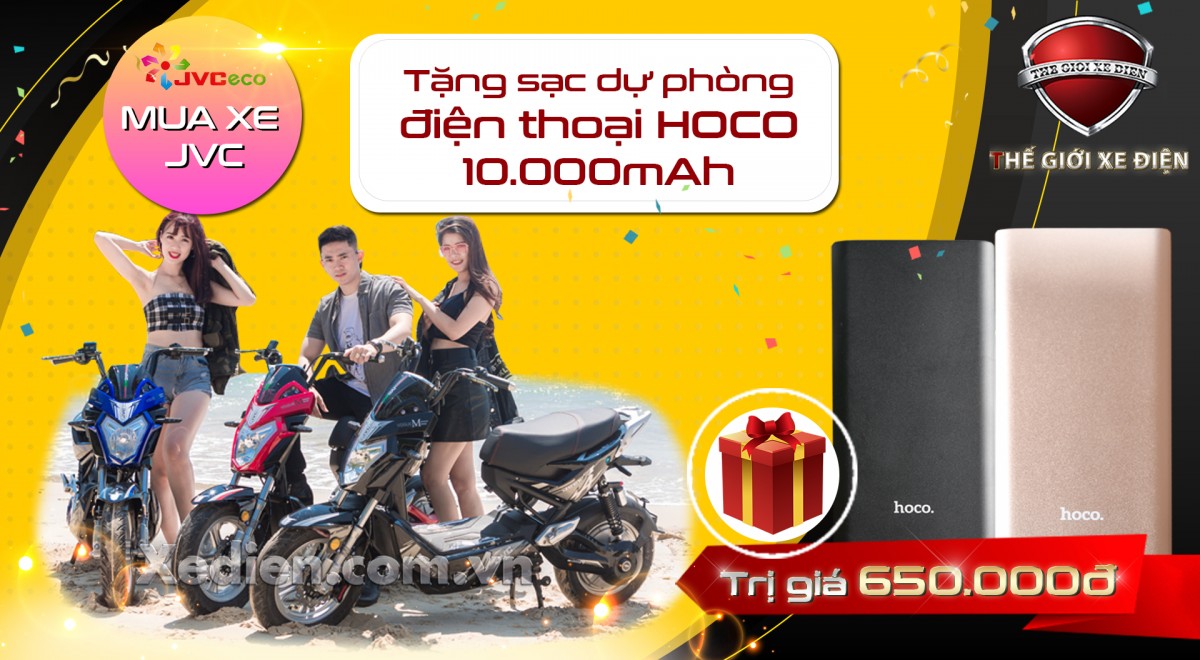 Mua xe điện JVC tặng sạc dự phòng HOCO trị giá 650.000 vnđ