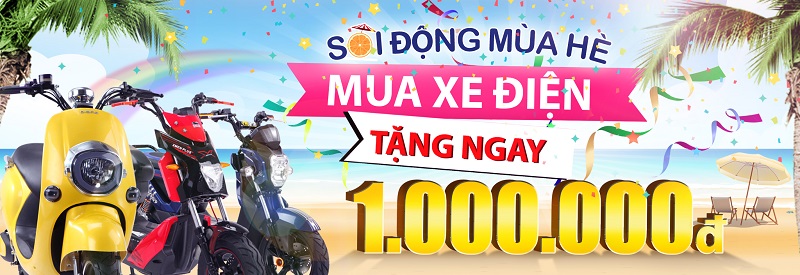 Khuyến mãi cực sốc - giải nhiệt mùa hè – Giảm ngay 1.000.000 Đ khi mua xe điện